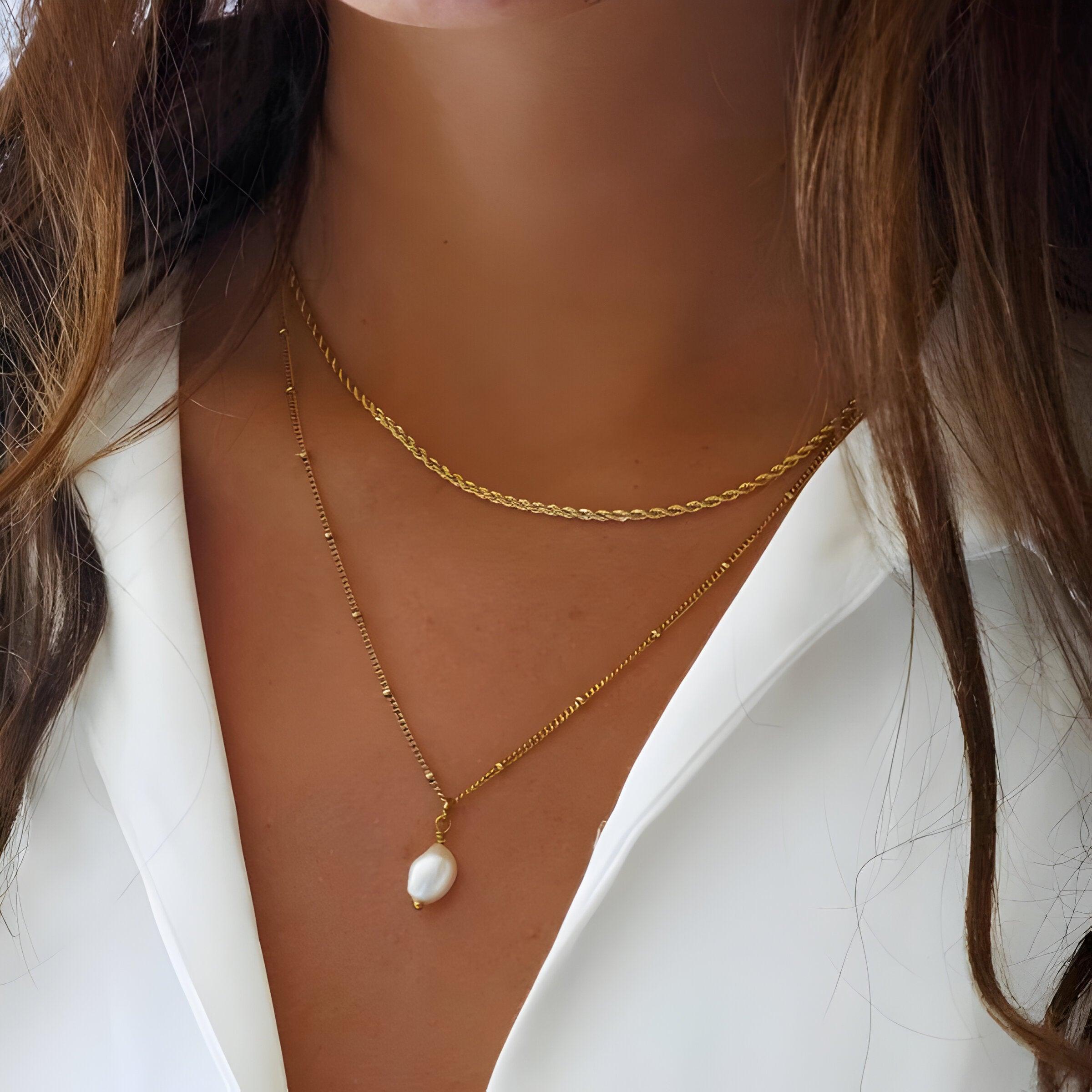 Serenza – Modern choker with pearl pendant – Necklace set-Apparel & Accessories > Jewelry > Jewelry Sets > Choker & Pendant Sets-Cíelo Fióra Atelier