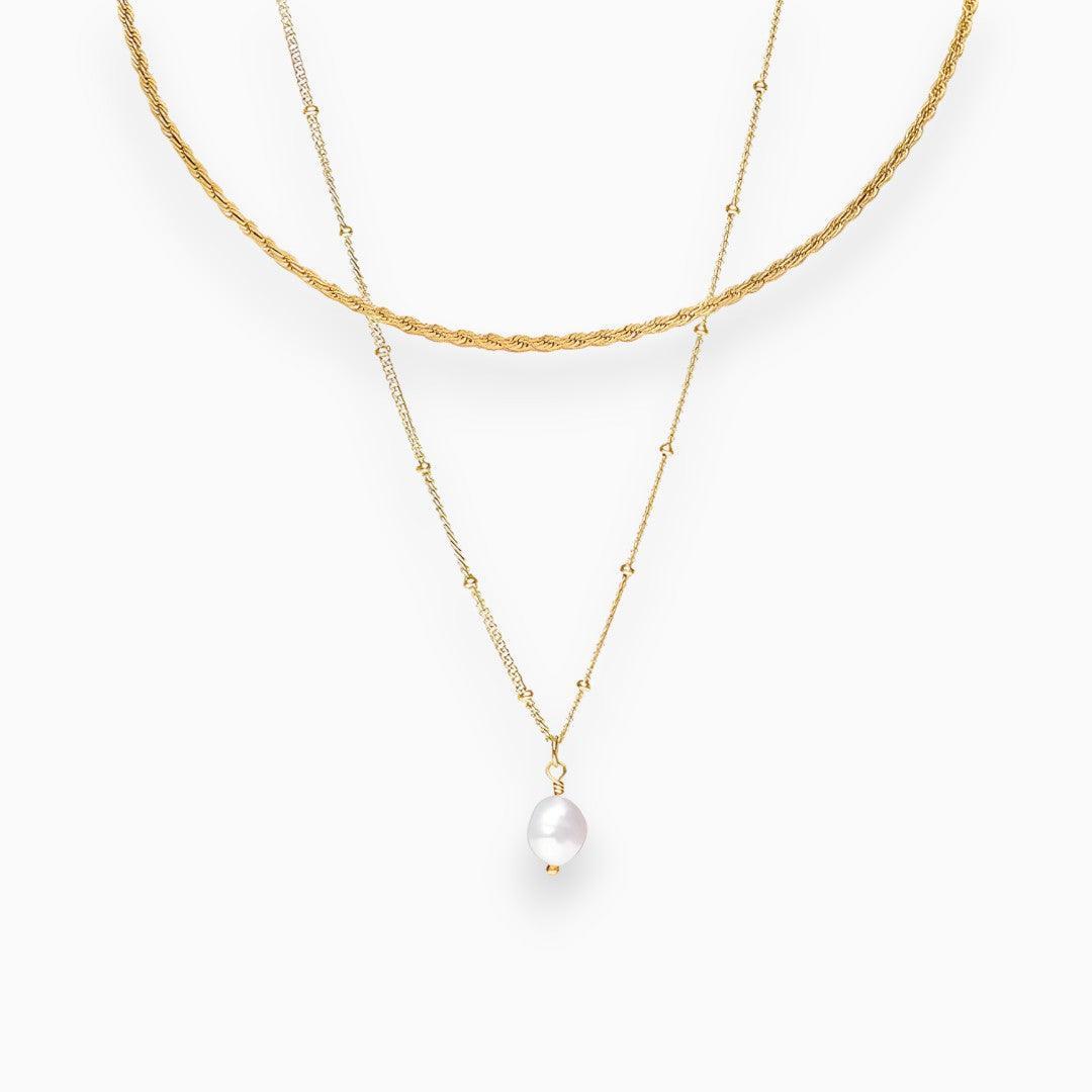 Serenza – Modern choker with pearl pendant – Necklace set-Apparel & Accessories > Jewelry > Jewelry Sets > Choker & Pendant Sets-Cíelo Fióra Atelier