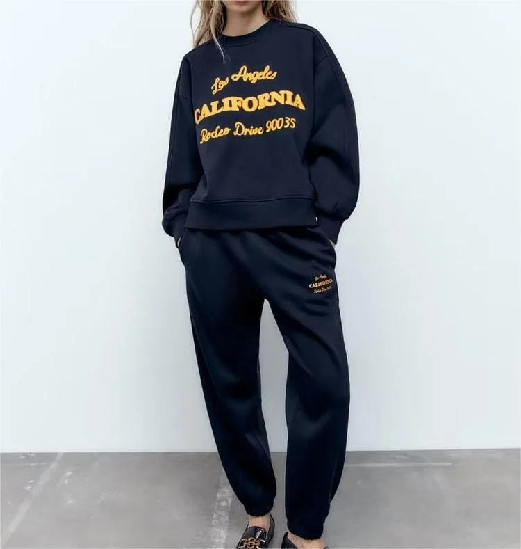 Sierra – Crew neck sweatshirt & jogger-style pants – California lounge set-Apparel & Accessories > Clothing > Activewear > Loungewear Sets-Cíelo Fióra Atelier