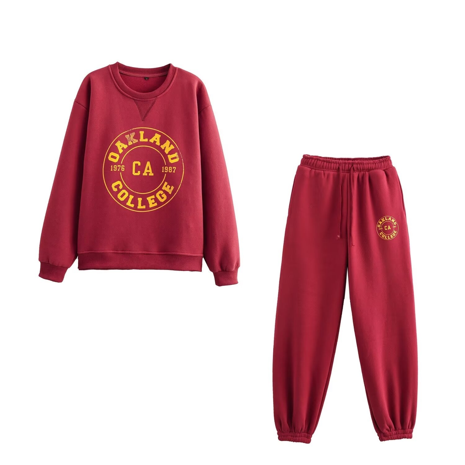 Solange – Crew neck sweatshirt & jogger-style pants – Oakland crew set-Apparel & Accessories > Clothing > Activewear > Loungewear Sets-Cíelo Fióra Atelier