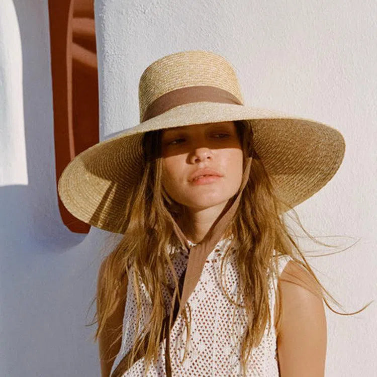 Soleia – Wide-brim straw – Summer straw hat-Apparel & Accessories > Clothing Accessories > Hats > Sun Hats-Cíelo Fióra Atelier