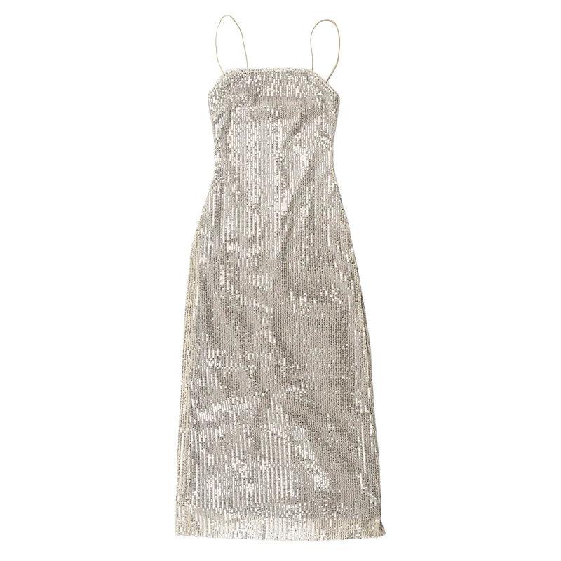 Solenne – Metallic sheen – Backless chic dress-Apparel & Accessories > Clothing > Dresses > Party Dresses-Cíelo Fióra Atelier