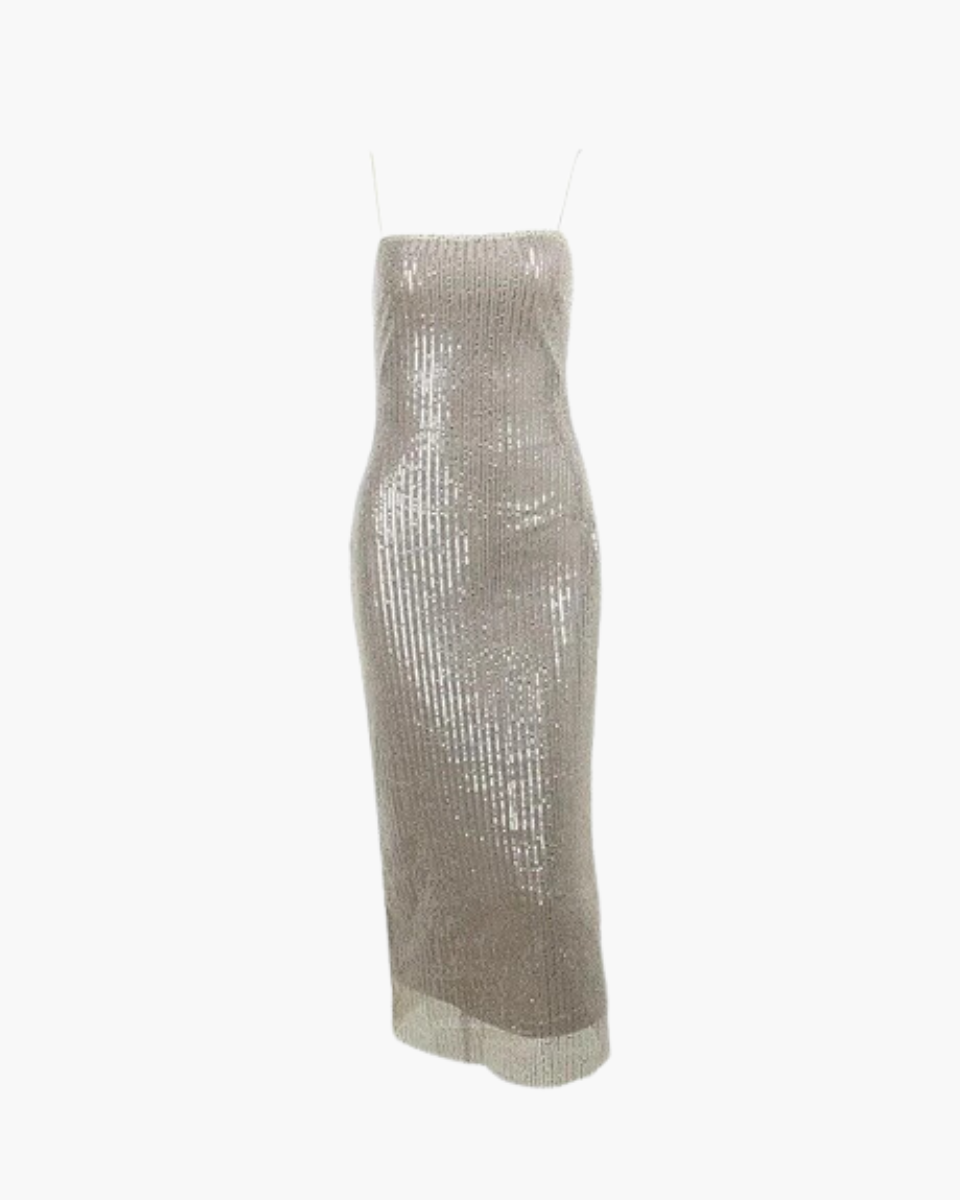 Solenne – Metallic sheen – Backless chic dress-Apparel & Accessories > Clothing > Dresses > Party Dresses-Cíelo Fióra Atelier