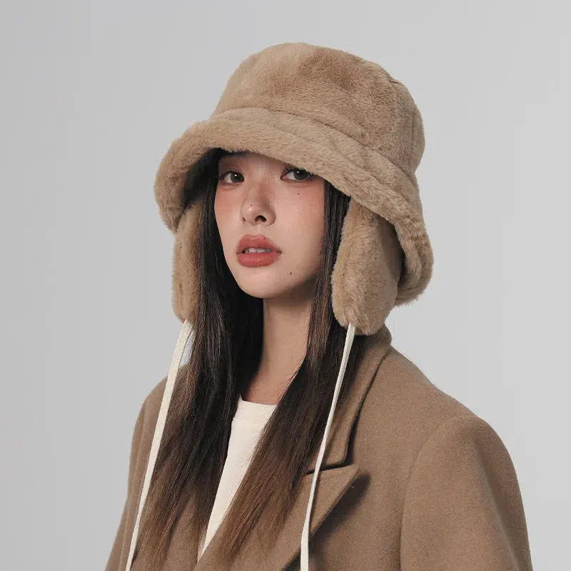 Soraya – Earflap plush – Bucket hat-Apparel & Accessories > Clothing Accessories > Hats > Bucket Hats-Cíelo Fióra Atelier