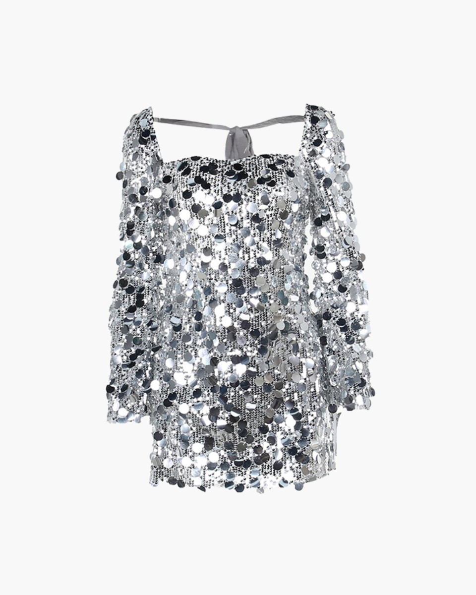 Sylviane – Timeless silhouette – Cozy sequin dress-Apparel & Accessories > Clothing > Dresses > Casual Dresses-Cíelo Fióra Atelier