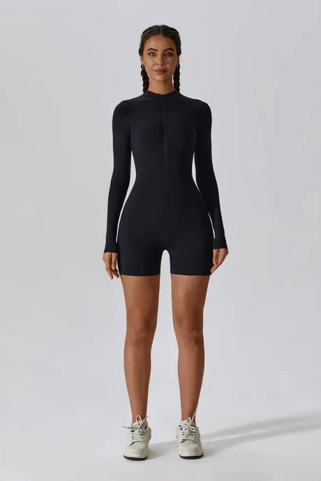 Tahlia – Collar half-zip – Modern activewear romper-Apparel & Accessories > Clothing > One-Pieces & Rompers > Modern Active Rompers-Cíelo Fióra Atelier