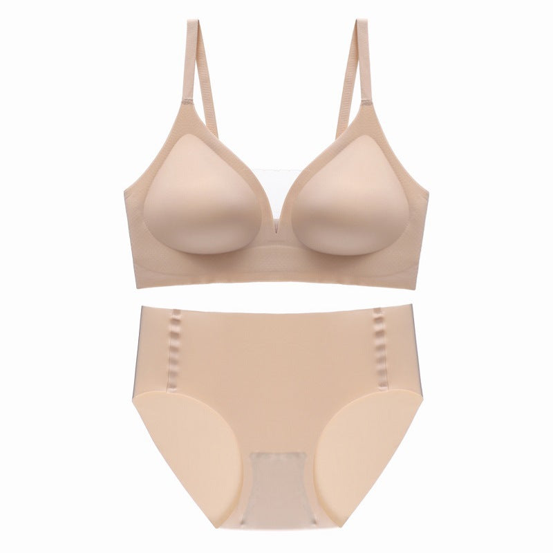 Teline – Seamless deep V – Bra and briefs set-Apparel & Accessories > Clothing > Underwear & Socks > Lingerie > Seamless Lingerie Sets-Cíelo Fióra Atelier