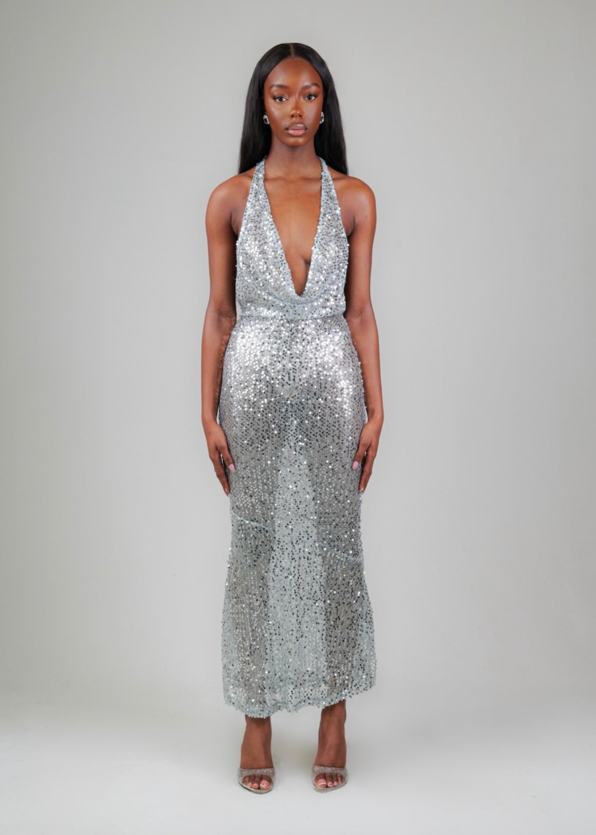 Teodora – Halter neckline – Sequin dress-Apparel & Accessories > Clothing > Dresses > Party Dresses-Cíelo Fióra Atelier