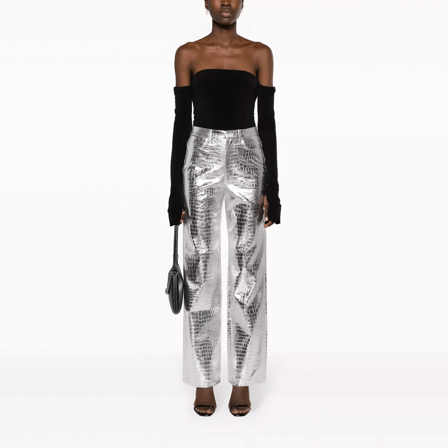 Thalara – Bold texture – Metallic crocodile pants-Apparel & Accessories > Clothing > Pants > Statement Pants-Cíelo Fióra Atelier