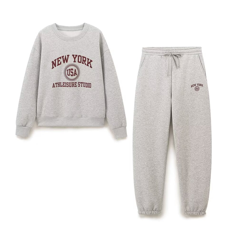 Thalassa – Crew neck sweatshirt & jogger-style pants – NYC lounge set-Apparel & Accessories > Clothing > Activewear > Loungewear Sets-Cíelo Fióra Atelier