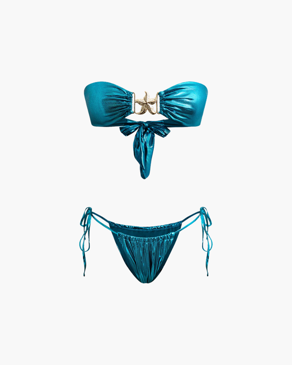 Tidelia – Glitter fabric – Starfish bikini set-Apparel & Accessories > Clothing > Swimwear > Bikini Sets-Cíelo Fióra Atelier