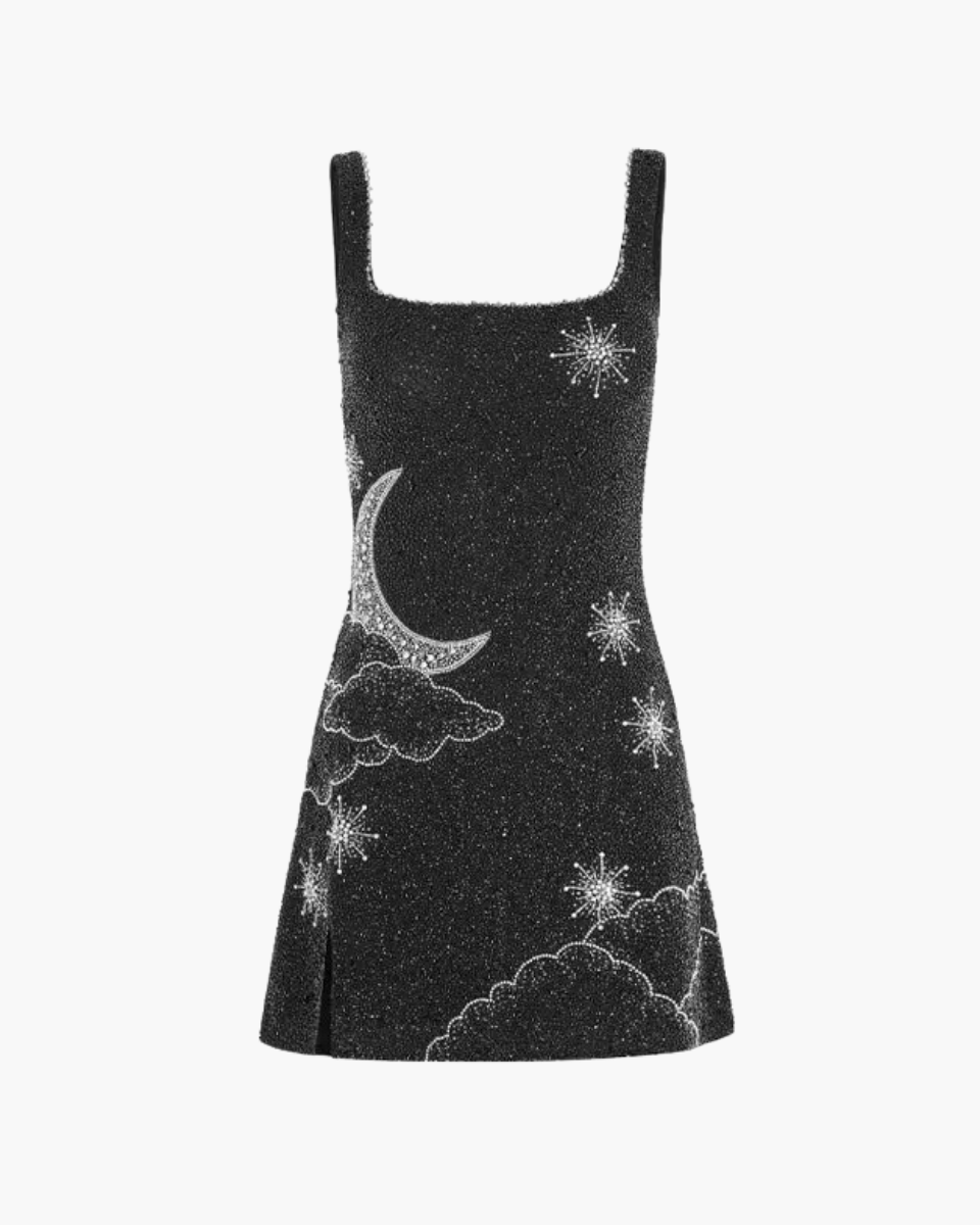 Torri – Celestial sequin motif – Strappy mini dress-Apparel & Accessories > Clothing > Dresses > Mini Dresses-Cíelo Fióra Atelier