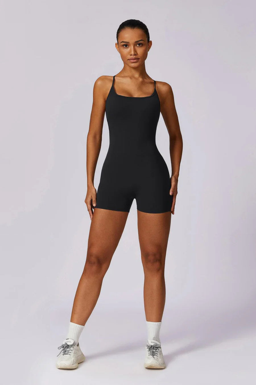 Vasilisa – Adjustable crossback straps – Gymwear romper-Apparel & Accessories > Clothing > One-Pieces & Rompers > Sculpting Rompers-Cíelo Fióra Atelier