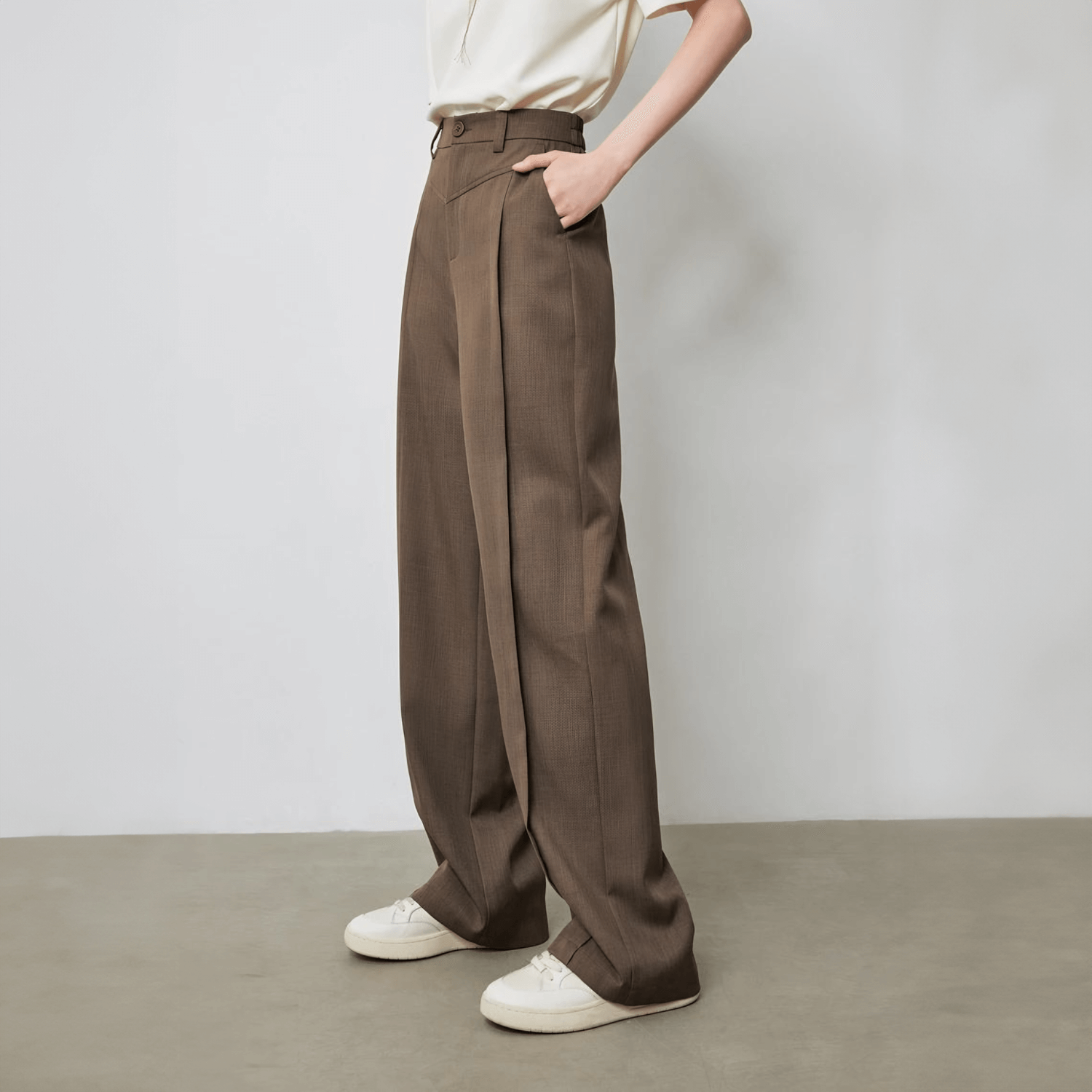 Vellure – Pleated front – Wide-leg pants-Apparel & Accessories > Clothing > Pants > Wide-Leg Pants-Cíelo Fióra Atelier