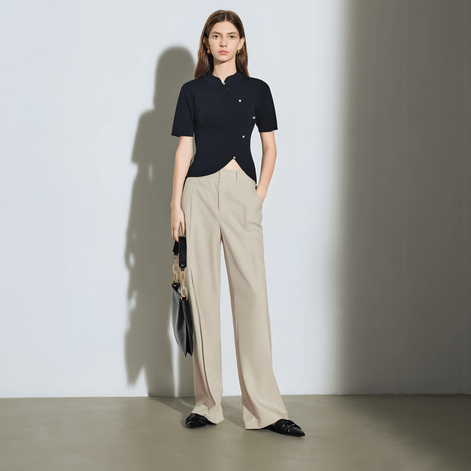 Vellure – Pleated front – Wide-leg pants-Apparel & Accessories > Clothing > Pants > Wide-Leg Pants-Cíelo Fióra Atelier