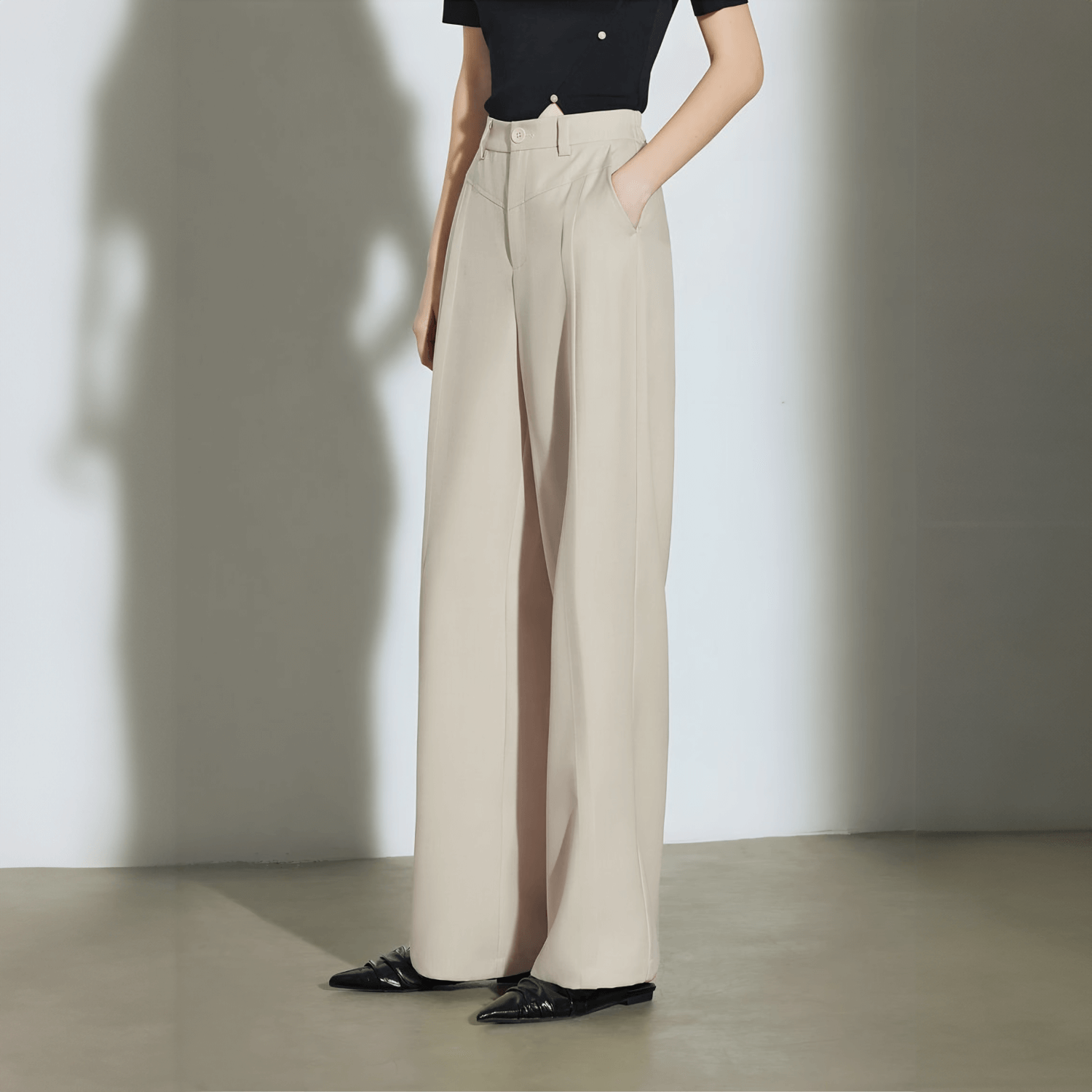 Vellure – Pleated front – Wide-leg pants-Apparel & Accessories > Clothing > Pants > Wide-Leg Pants-Cíelo Fióra Atelier