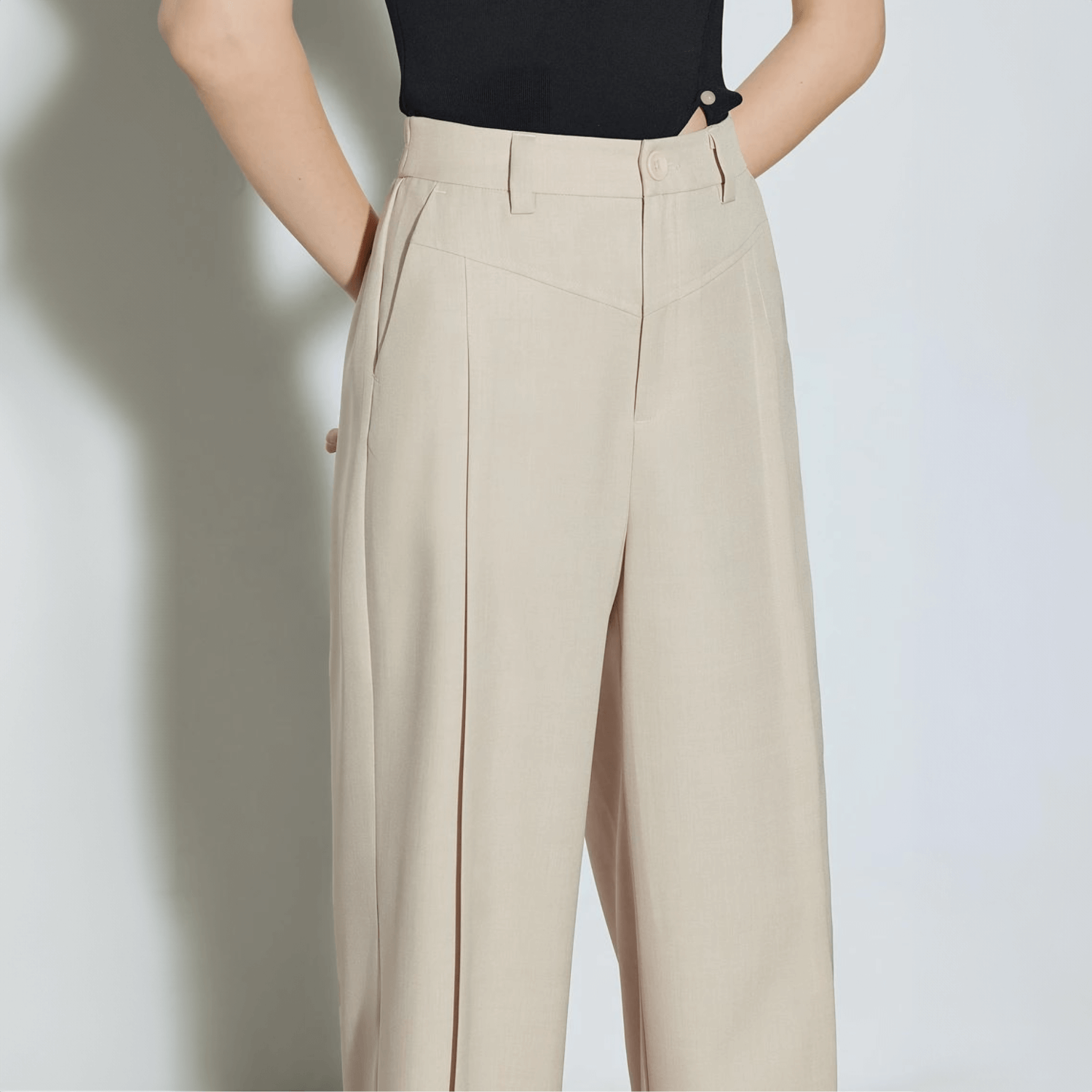 Vellure – Pleated front – Wide-leg pants-Apparel & Accessories > Clothing > Pants > Wide-Leg Pants-Cíelo Fióra Atelier