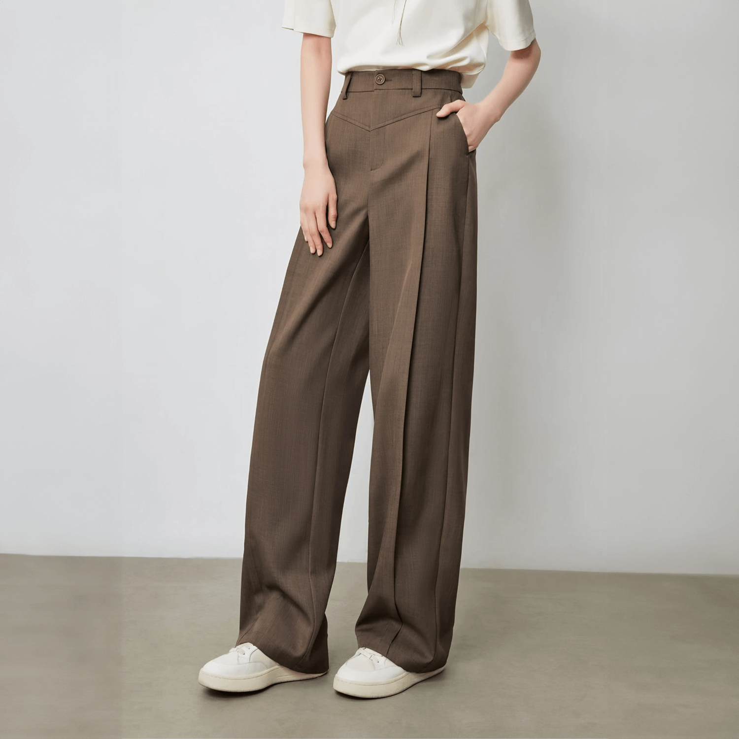 Vellure – Pleated front – Wide-leg pants-Apparel & Accessories > Clothing > Pants > Wide-Leg Pants-Cíelo Fióra Atelier