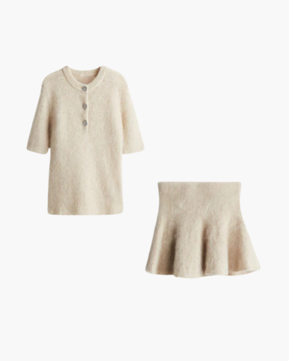 Vienara – Mohair-wool blend – Relaxed fit set-Apparel & Accessories > Clothing > Outfits & Sets > Knitted Two-Piece Sets-Cíelo Fióra Atelier