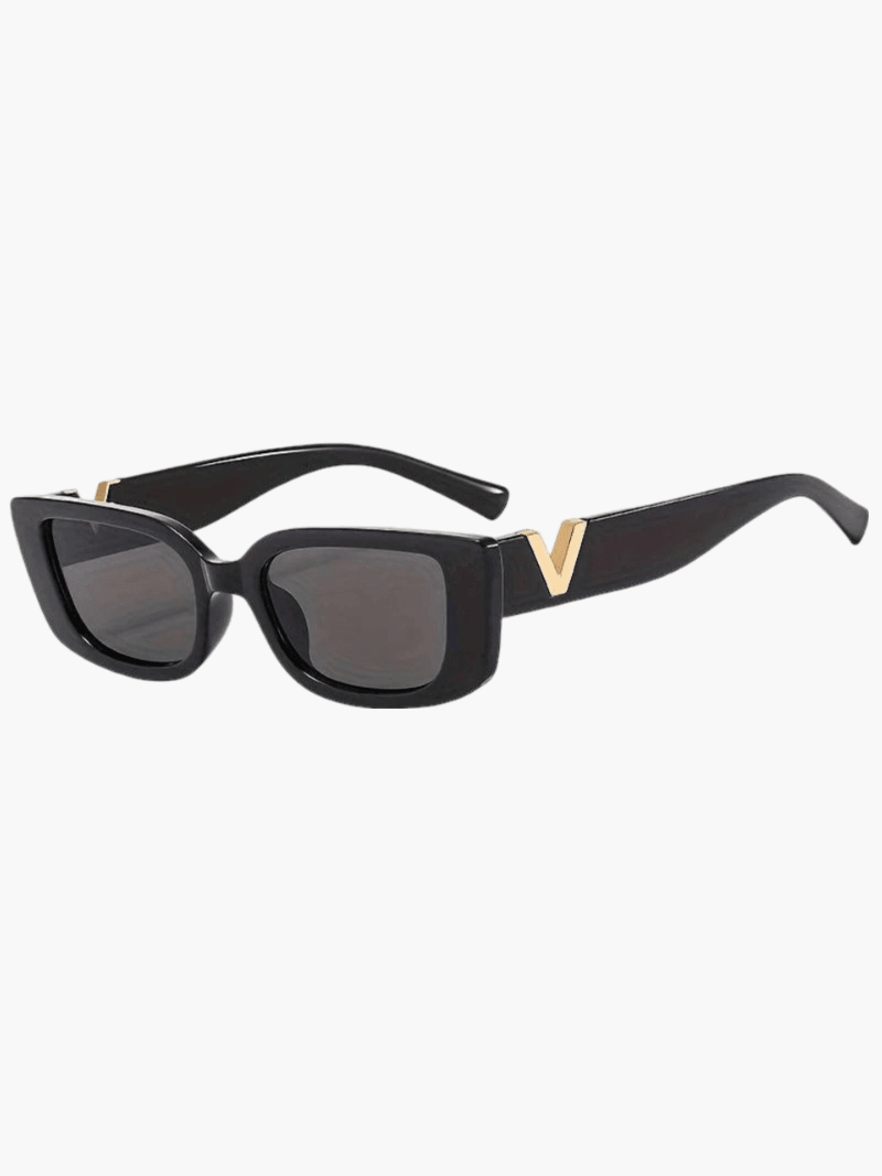 Viola – Gold V-accent oval frame – Sunglasses-Apparel & Accessories > Eyewear > Sunglasses > Oval Sunglasses-Cíelo Fióra Atelier