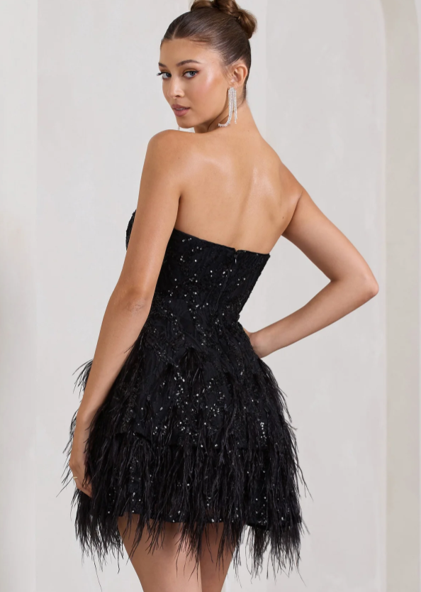 Xaviera – Lace details – Strapless sequin dress-Apparel & Accessories > Clothing > Dresses > Cocktail Dresses-Cíelo Fióra Atelier