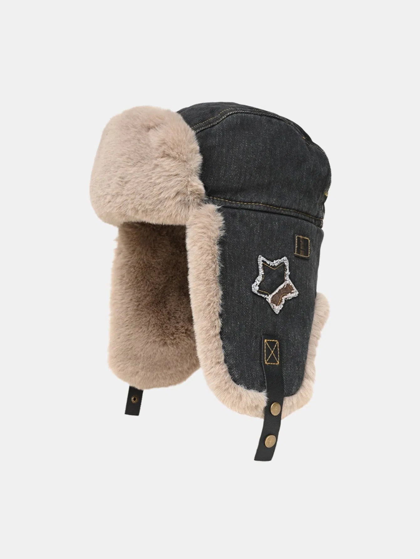 Zanovia – Star patch – Trapper hat-Apparel & Accessories > Clothing Accessories > Hats > Trapper Hats-Cíelo Fióra Atelier