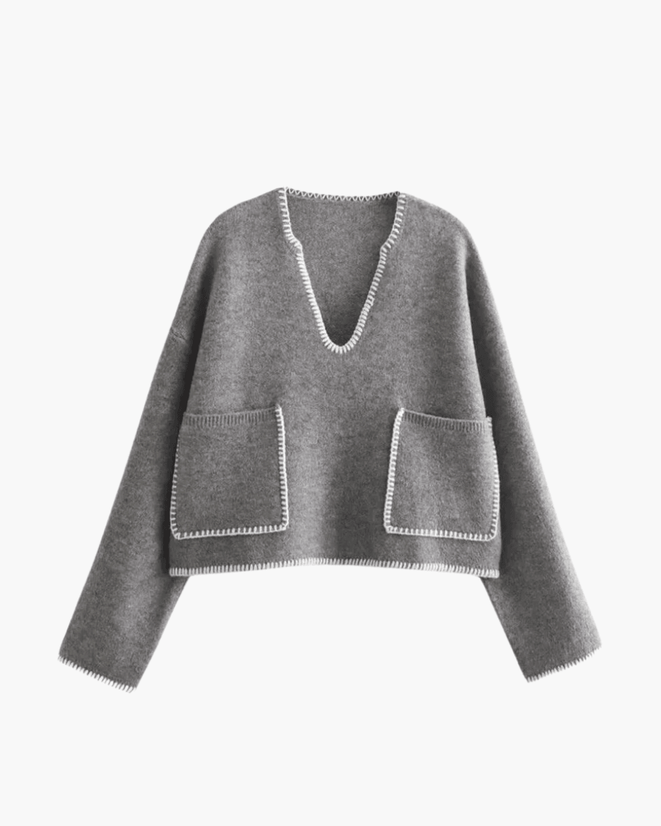 Zarina – Elegant design – V-neck sweater-Apparel & Accessories > Clothing > Sweaters > Pullover Sweaters-Cíelo Fióra Atelier