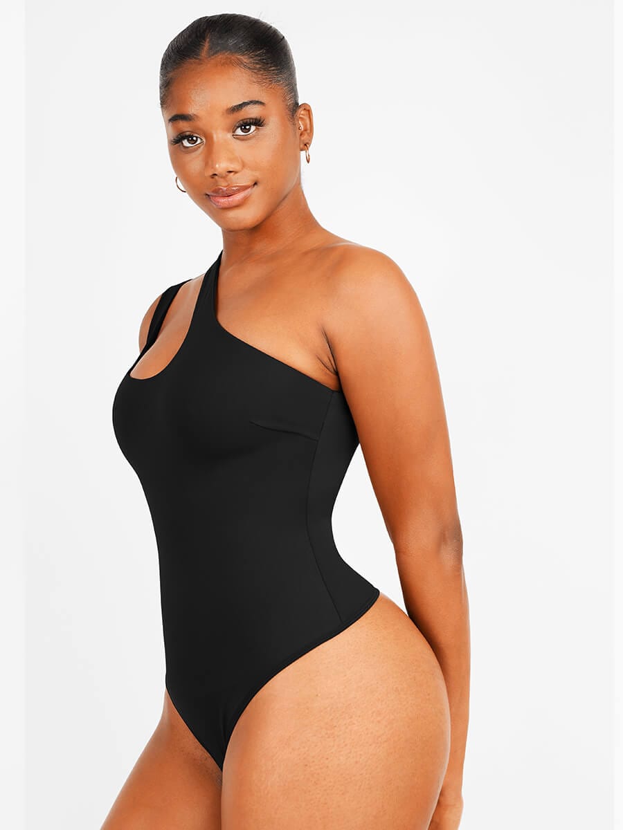 Zayana – Asymmetrical design – One-shoulder bodysuit-Apparel & Accessories > Clothing > Underwear & Shapewear > Shapewear > Shaping Bodysuits-Cíelo Fióra Atelier