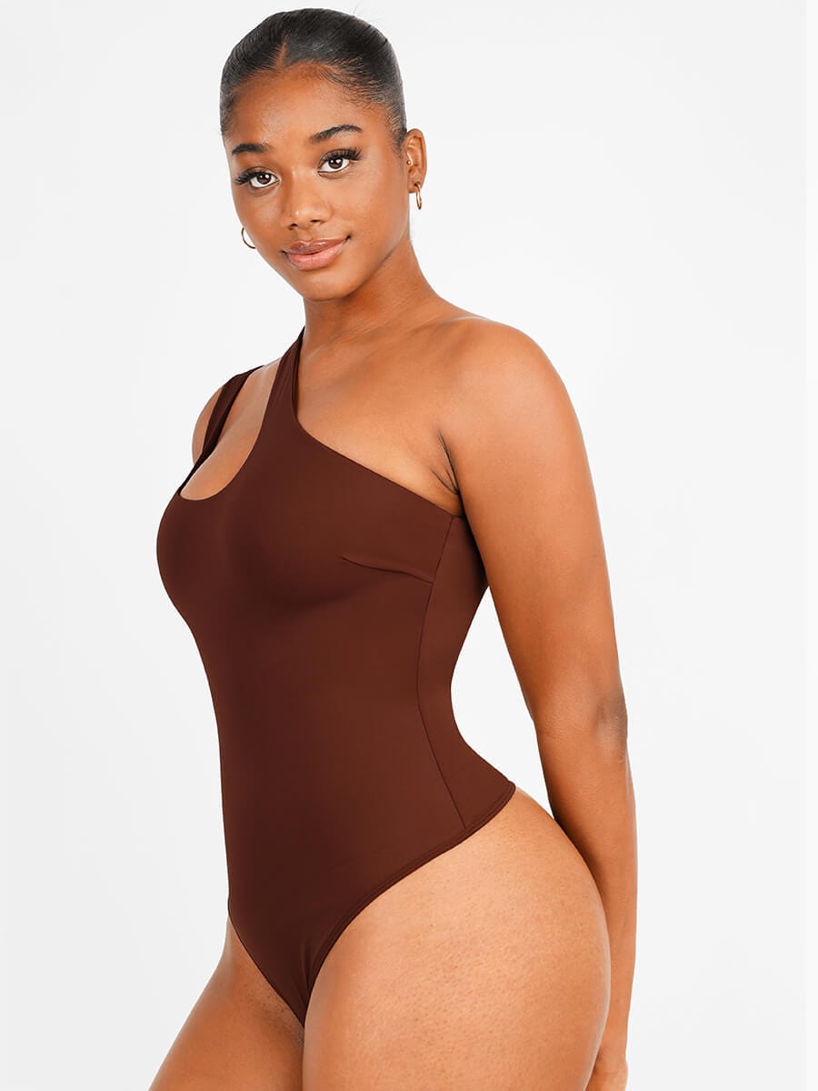 Zayana – Asymmetrical design – One-shoulder bodysuit-Apparel & Accessories > Clothing > Underwear & Shapewear > Shapewear > Shaping Bodysuits-Cíelo Fióra Atelier