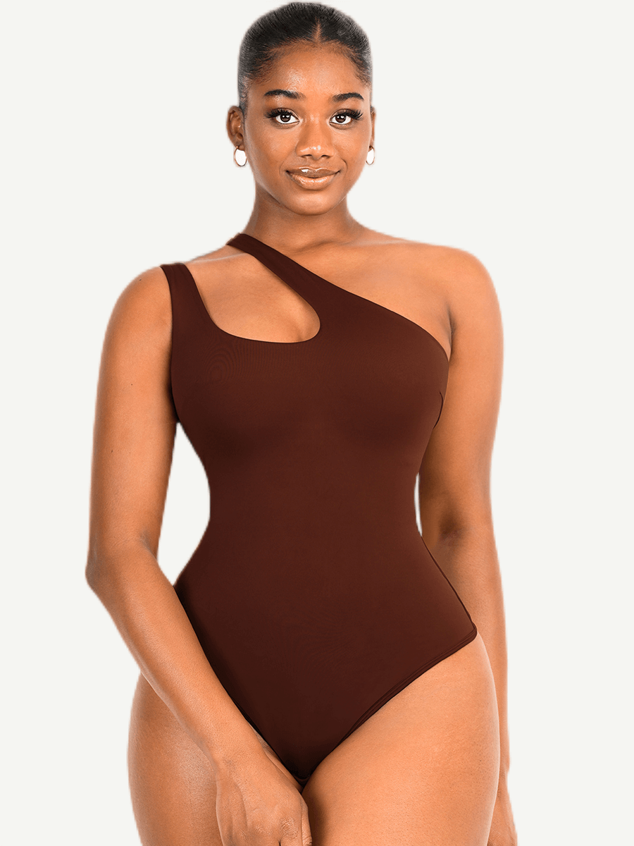 Zayana – Asymmetrical design – One-shoulder bodysuit-Apparel & Accessories > Clothing > Underwear & Shapewear > Shapewear > Shaping Bodysuits-Cíelo Fióra Atelier