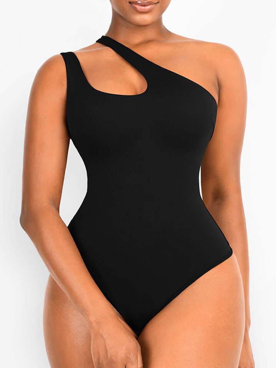 Zayana – Asymmetrical design – One-shoulder bodysuit-Apparel & Accessories > Clothing > Underwear & Shapewear > Shapewear > Shaping Bodysuits-Cíelo Fióra Atelier