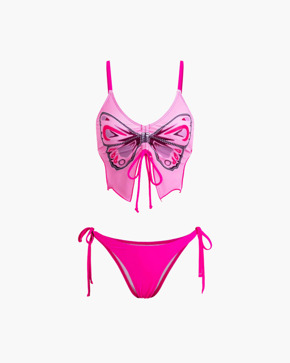 Zirlea – Butterfly pattern – Swimwear set-Apparel & Accessories > Clothing > Swimwear > Bikini Sets-Cíelo Fióra Atelier