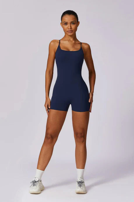 Zuleida – Adjustable crossback straps – Fitness romper-Apparel & Accessories > Clothing > One-Pieces & Rompers > Performance Rompers-Cíelo Fióra Atelier